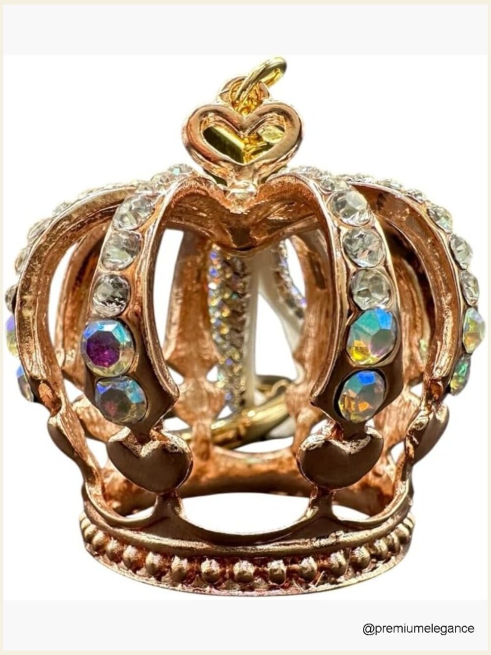 Royal Rhinestone Crown Keychain Charm 3D Metal Key Ring
